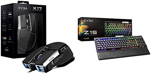 Детска мишката EVGA X17, Жичен, Черна, Адаптивни детска клавиатура Z15 RGB, led осветление RGB, Механични превключватели,