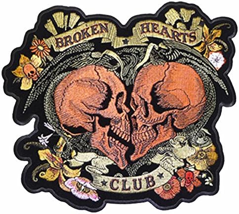 Нашивка на байкерскую яке Разбито Сърце Club с черепи, на новост, на Бродирани ютия върху лигавицата или пришитая