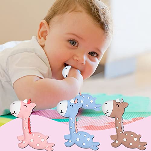3 Опаковки Силиконовата Детски Играчки за никнене на млечни зъби във формата на Жираф за Бебета 06 месеца, Бебешки