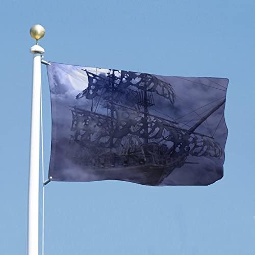 Знамена корабостроителница плаване на пиратски кораб-призрак ярки цветове и устойчиви на избледняване с метални