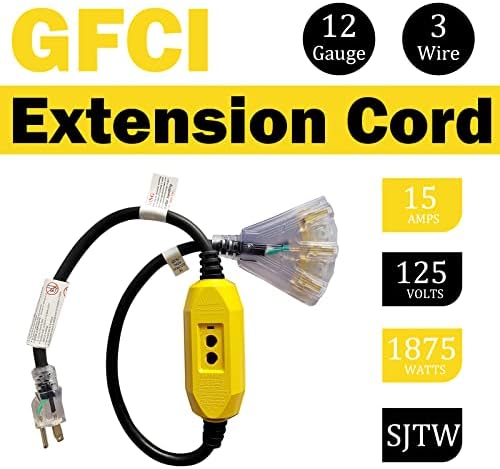 Удължител на ЕП на 3 Метра с подсветка GFCI с 3 електрически контакти - Удлинительный кабел ултра силна черен