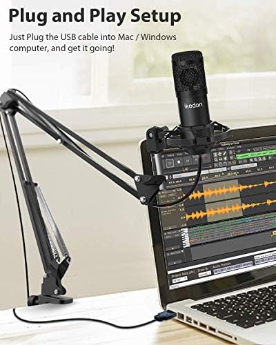 Студиен USB-кондензаторен микрофон, професионален кардиоидный микрофон ikedon с честота 192 khz/24 bit, комплект