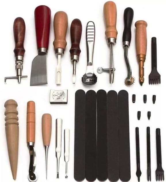 Професионален набор от инструменти за фабрика за щавене на кожи занаяти, Ръчна изработка, Шиене, Перфорация,