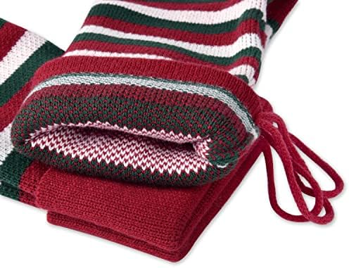 21-Цолови Възли Коледни чорапи Starry Dynamo в Червена, Бяла и Зелена ивица, комплект от 3