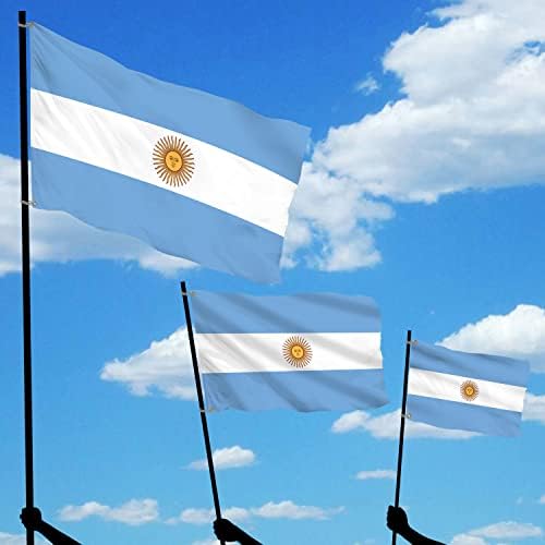 БРЪМЧЕНЕ БАНЕР ПРАВИ ВИДИМИ Трикотажное платно с флага на Аржентина 90 ГОРИВО - Леки, светли на цвят, месинг люверсы, използвани за вътрешни и външни работи (6 'Ш X 4' В)