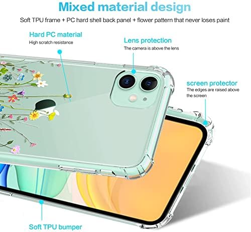 ООК Съвместим с iPhone 11 Прозрачен калъф с цветен дизайн, Прозрачен Цветен Калъф за вашия телефон, устойчив