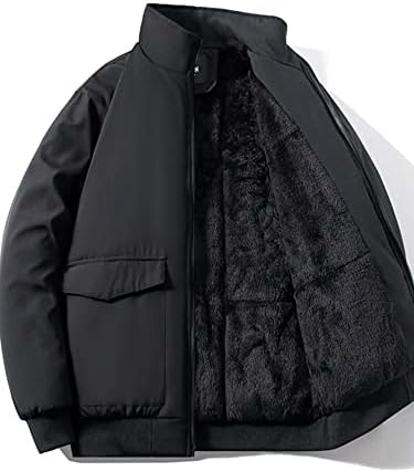 Якета за мъже, Якета, Мъжки Зимни палта джоб с джоб с капак и една плюшена подплата, Якета за мъже (Цвят: черен