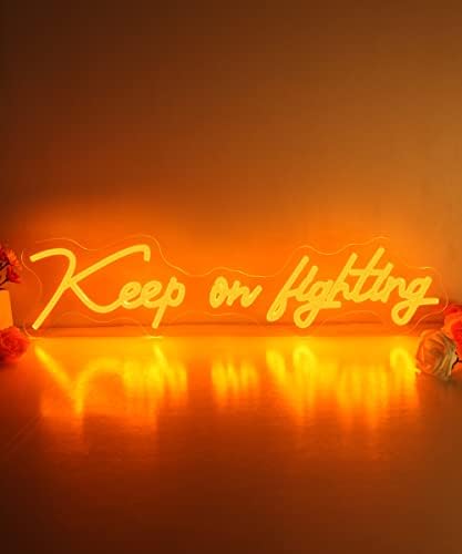 Продължавайте да се бори с Неон Табела 23,03 x 5,80- Led Неонова Лампа, монтиран на стената Лампа, Художествено