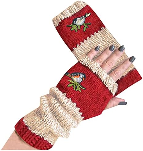 Qvkarw Малки Ръкавици ръчна изработка с цветя модел, Вълнени Топли Ръкавици, Дамски Памучни Ръкавици, Ръкавици