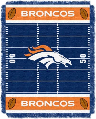 Официално Лицензирани детски Каре NFL Denver Broncos Field от Жакард, 36 x 46, Многоцветен
