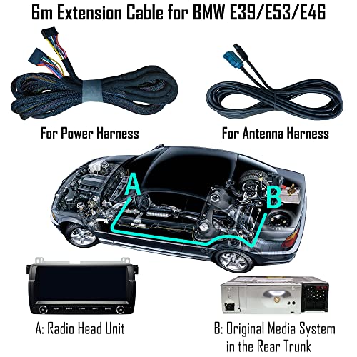 Удлинительный кабел AASINUOZTEC 6 Метра за BMW Серия 3 E46/5 Серия E39/X5 E53/M3 M5 Конектор автомобилното радио: